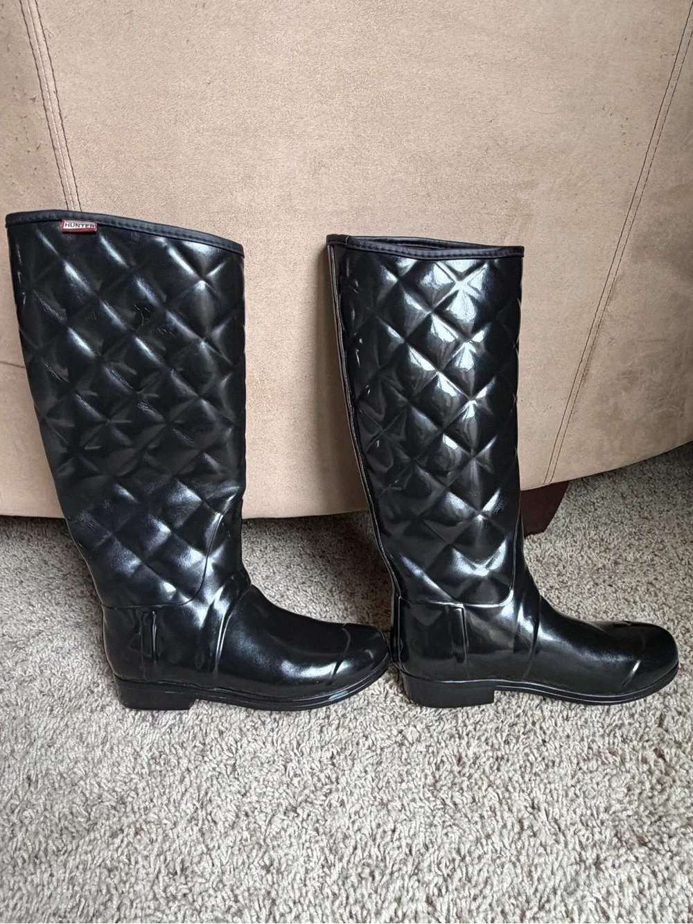 Hunter Quilted Tall Black Rain Boots for Women